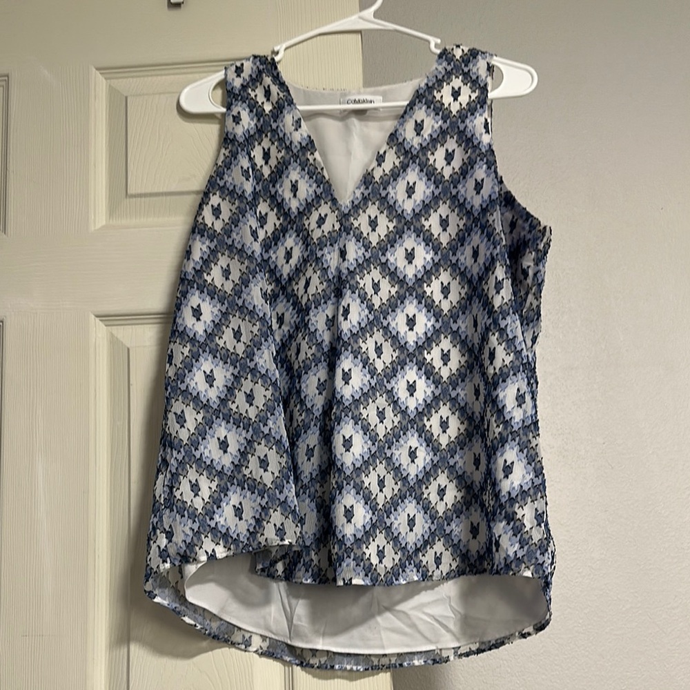 Calvin Klein Blue Asymmetrical Sleeveless Tank Top